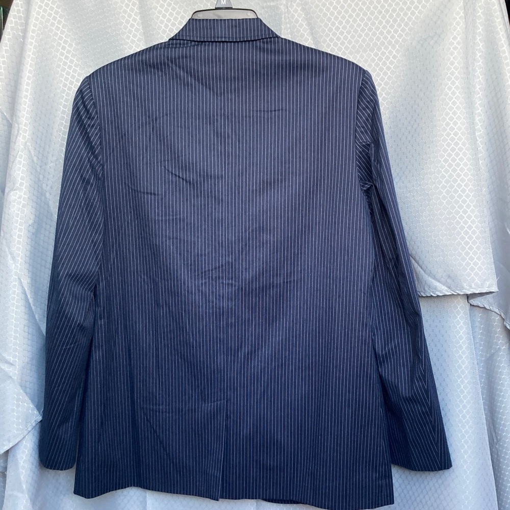 Vintage 90s The limited navy blue pin stripe blazer hidden shoulder pad - Picture 11 of 17